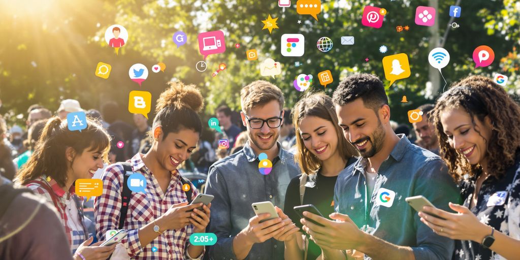 Creator holding phone with trending niche icons.